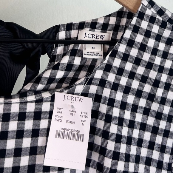 NWT J. Crew Factory Flannel Gingham Bow Back Ruffle Hem Dress - Picture 5 of 8